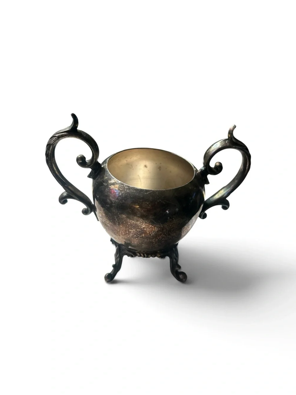 Vintage Gothic Silver Tea Set 3pc Tarnished BSC Silver on Copper Dark Academia